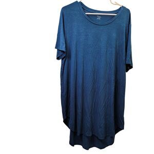 Daily Ritual Women's Jersey Short Sleeve Hi Lo Long T-Shirt Blue Size XX-Large